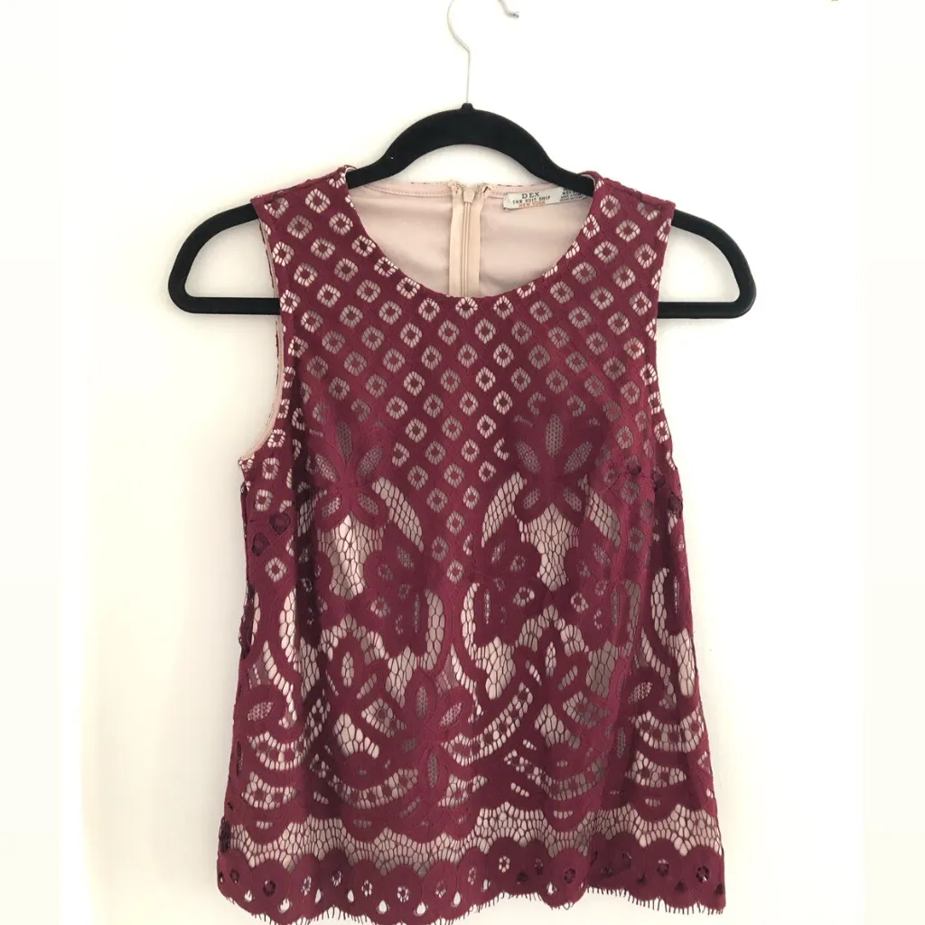 Maroon Lace Top photo 3