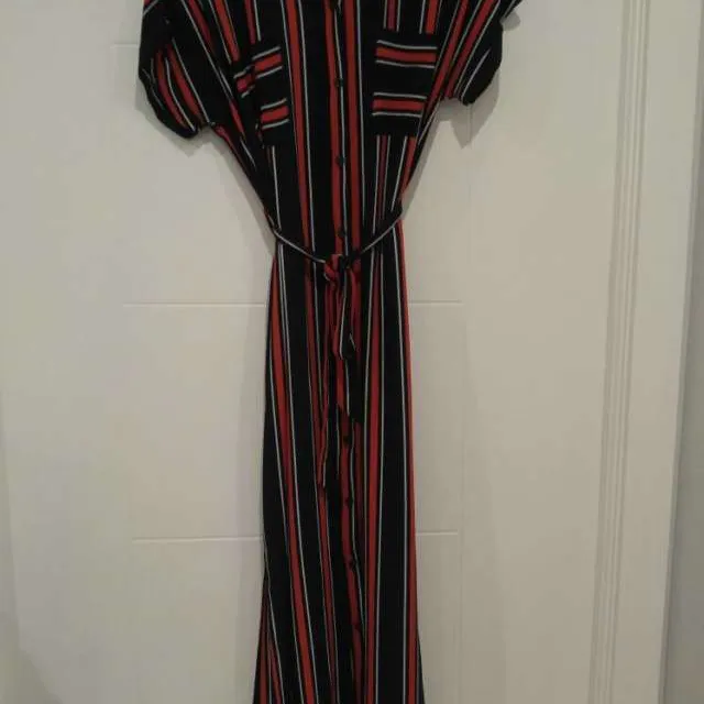 Red And Nave Striped Maxi Dress photo 1
