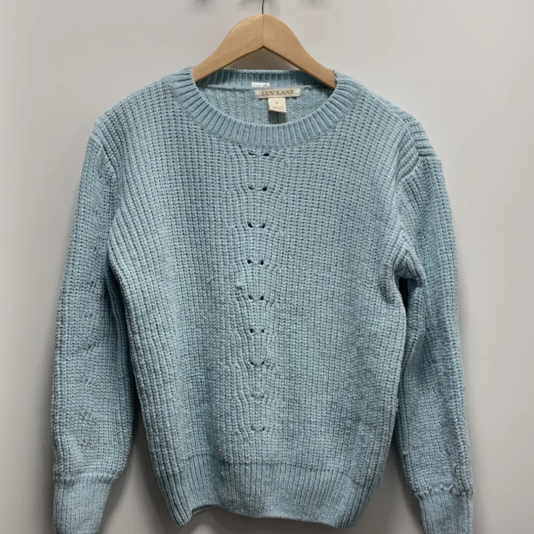 BNWOT Baby Blue Chenille Sweater photo 1