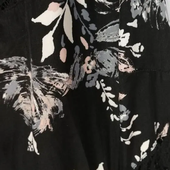 Black Floral Dress With Lace Details photo 1