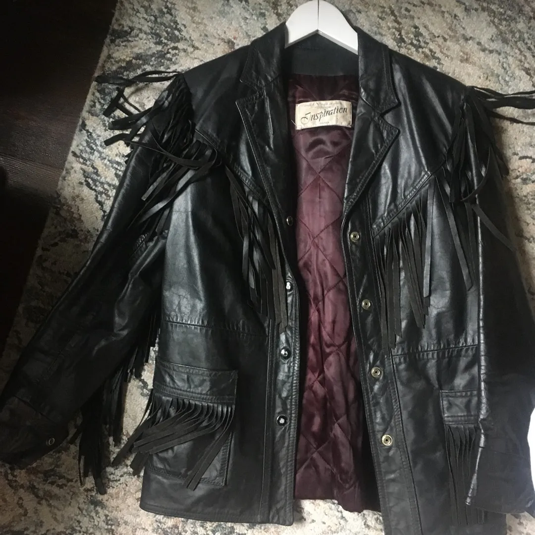 Black Leather Jacket. Fits Small-medium photo 1