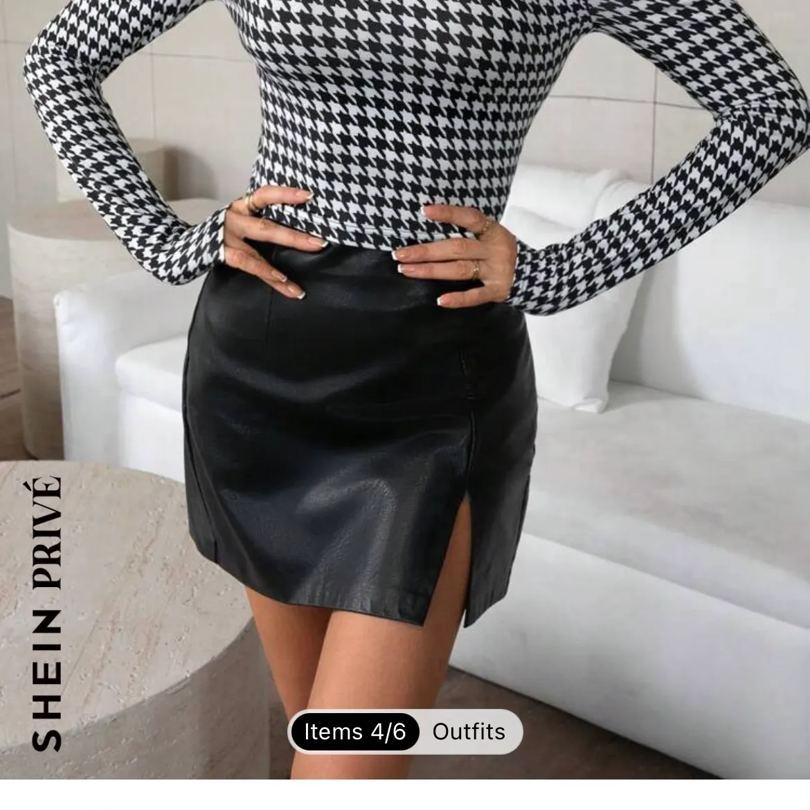 Houndstooth Gold Button Blouse photo 4
