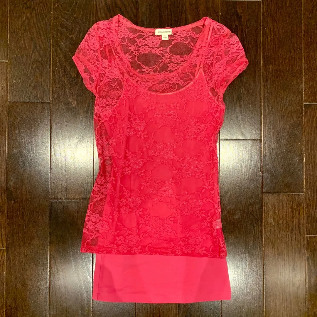 Pink Lace Top & Cami photo 1