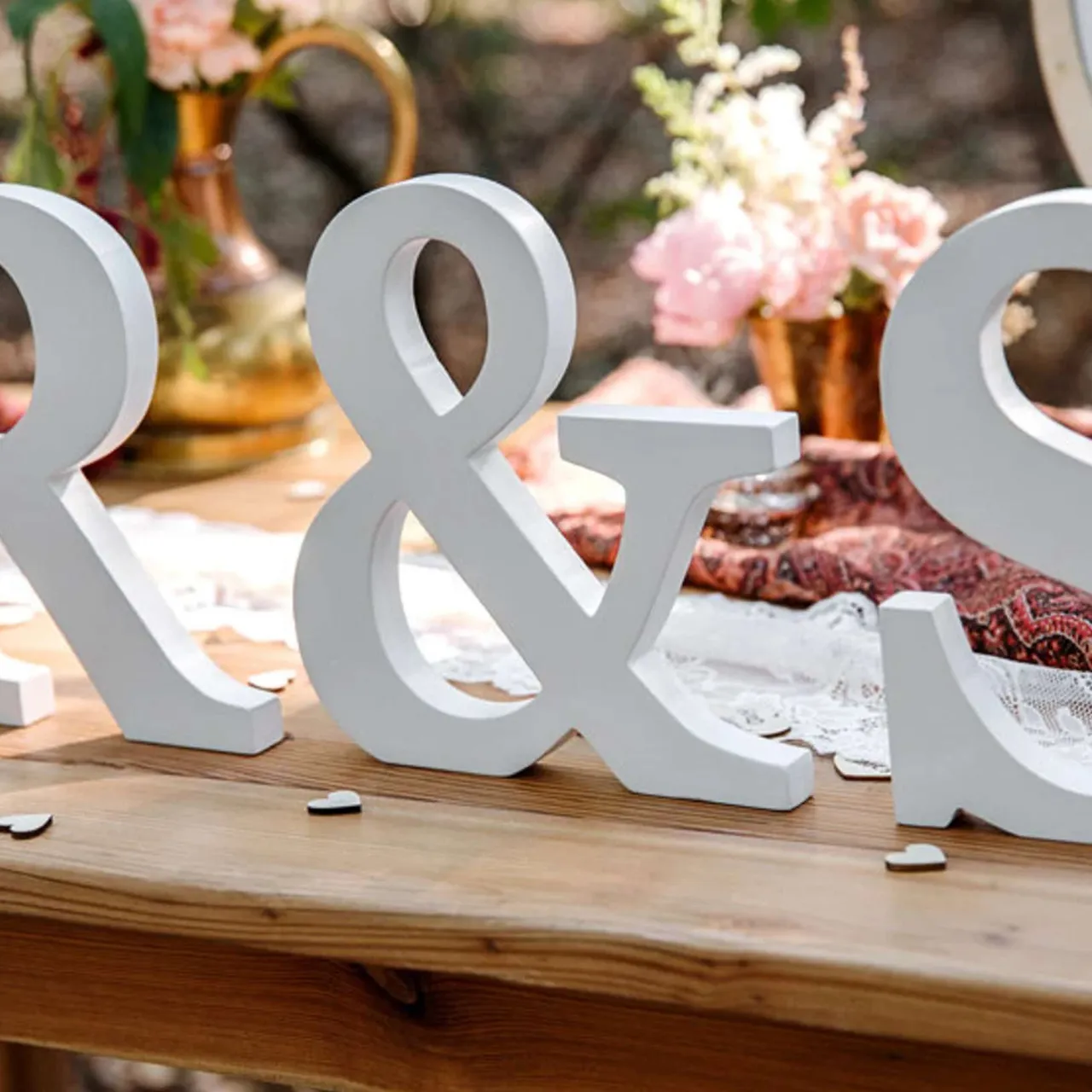White Wooden Wedding Letter Sign "R & S" photo 1