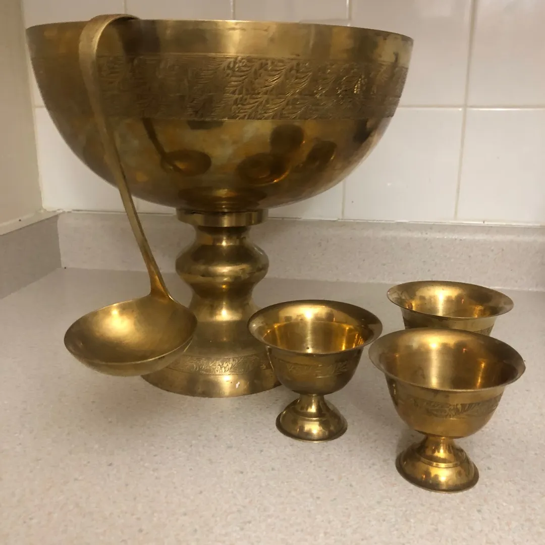 Brass Punch Bowl Set photo 1