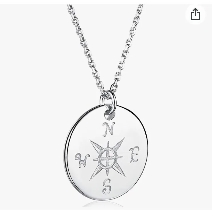 925 Sterling Silver Compass Necklace photo 3