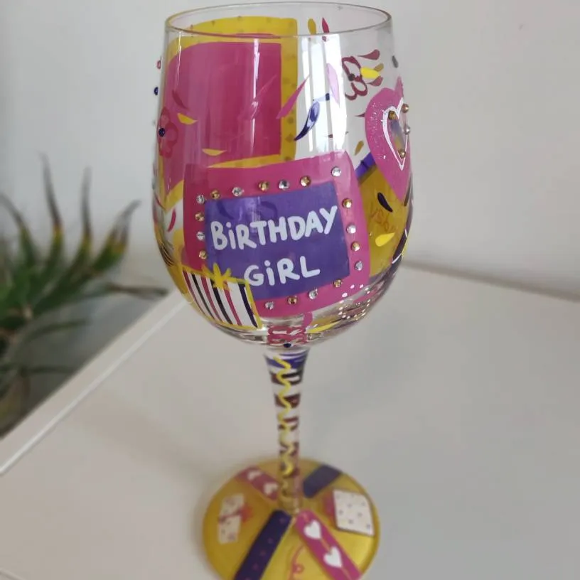Birthday Girl Novelty Wine Glass photo 1
