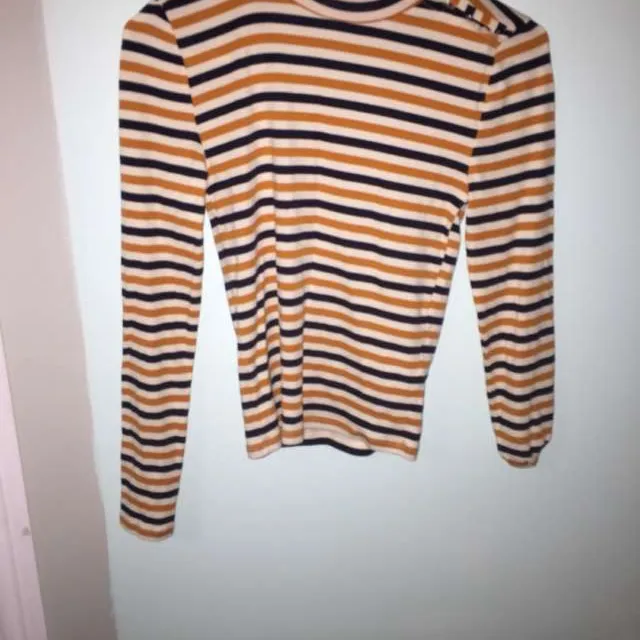 Stripe Fitted Mock Neck Top photo 1