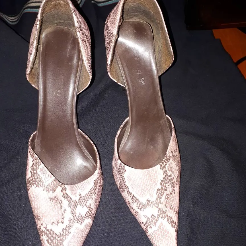 Women's Stilleto Heels.  Pink and Brown Snakeskin Print.  Har... photo 1