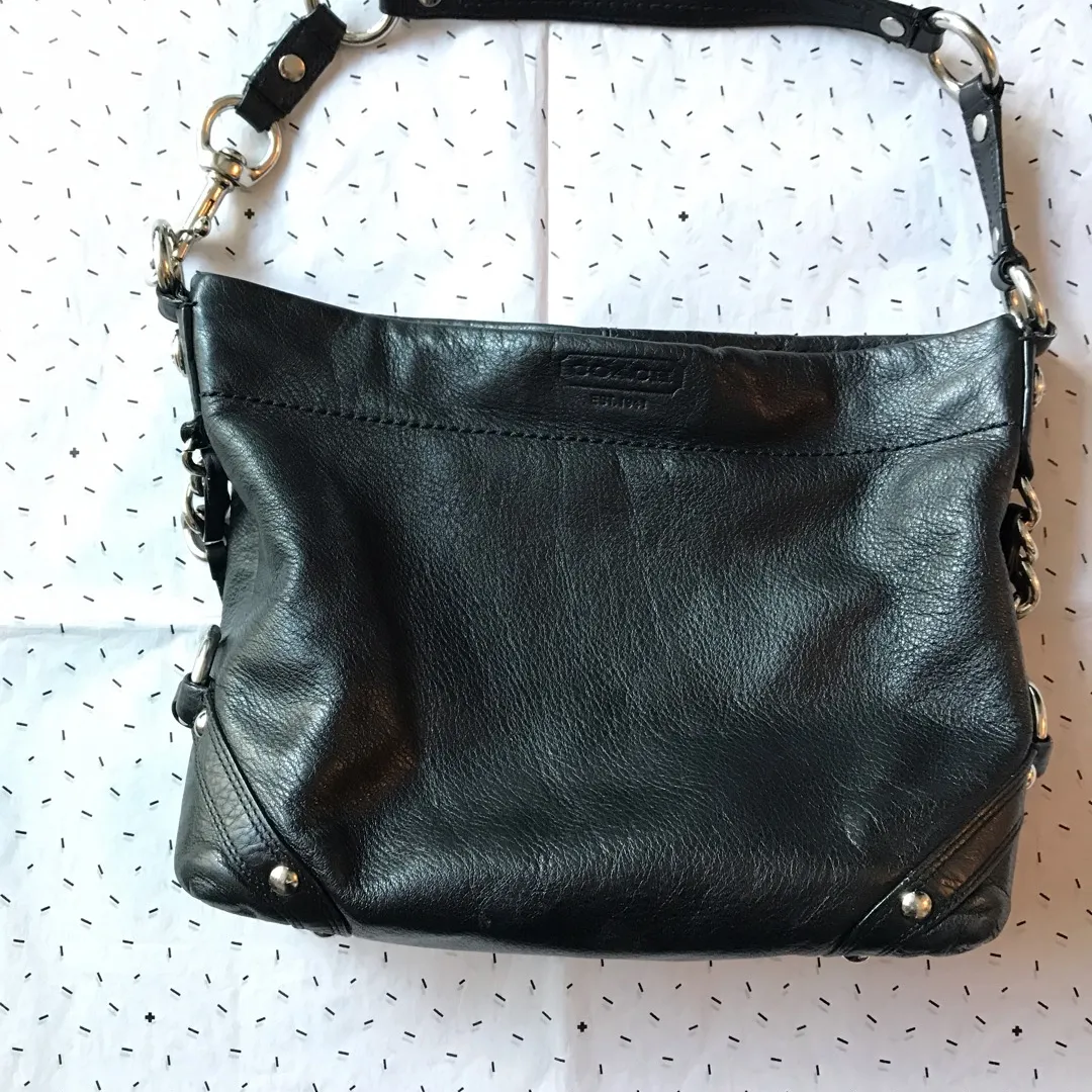 Black all-leather Coach purse photo 1
