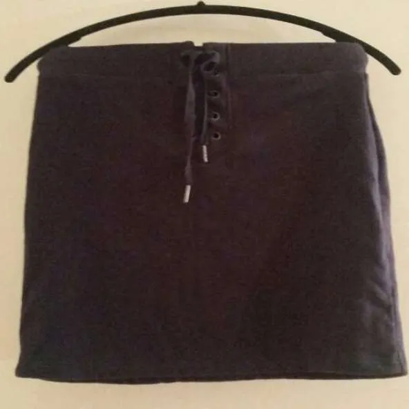 New - Without Tags Faux "Lace Up" H&M Navy Blue Mini Skirt photo 1