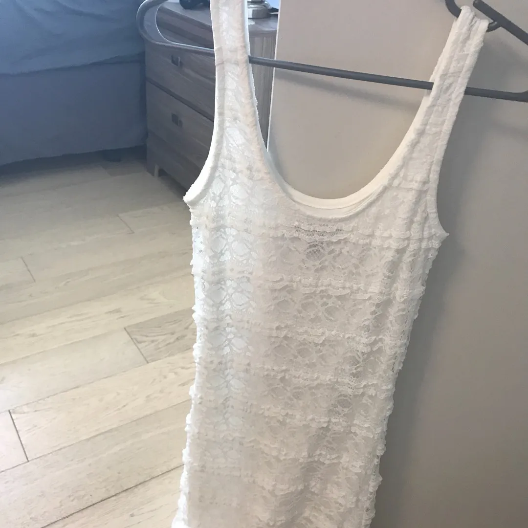 White Lace Stretchy Dress - Size Small photo 1