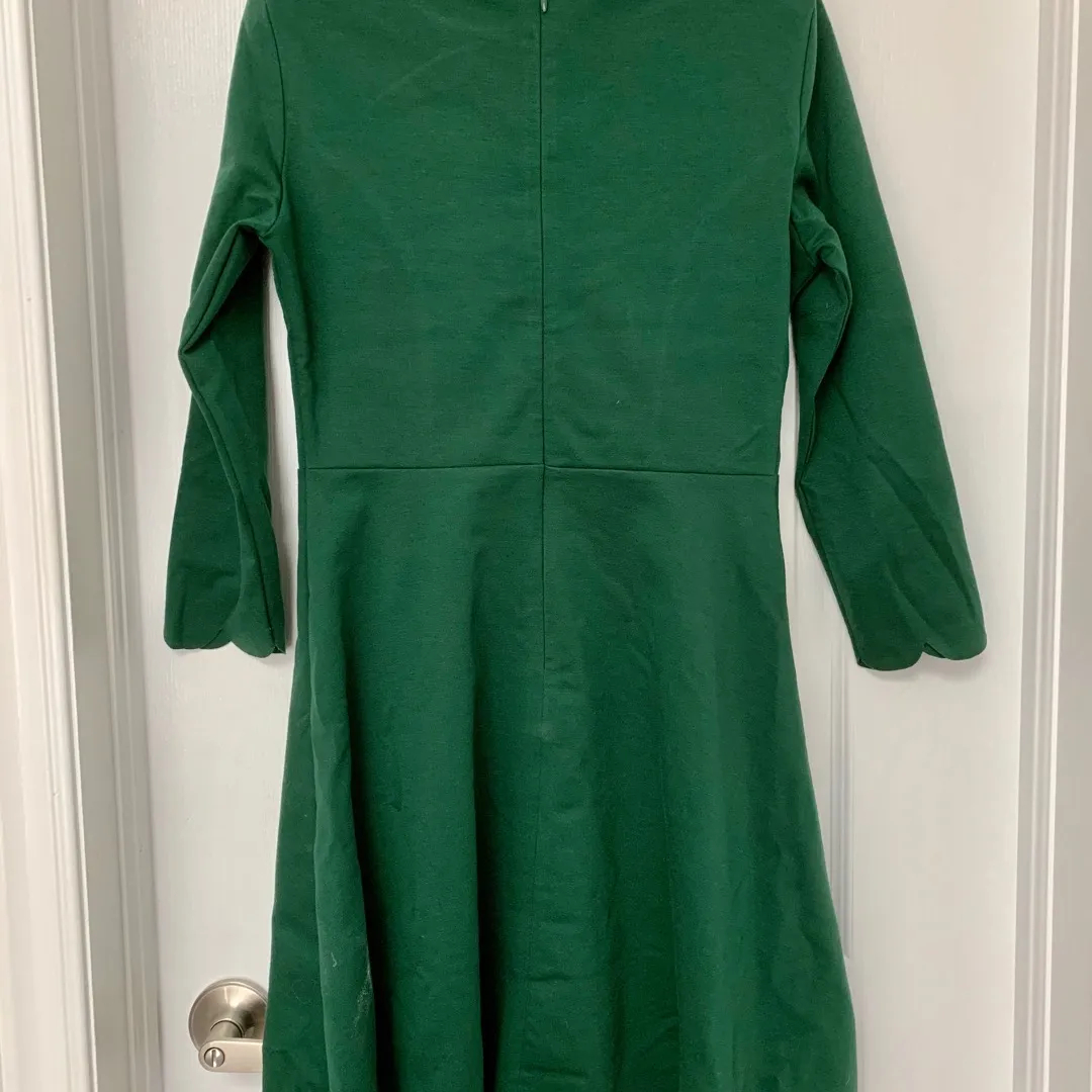 Green Scalloped Flare Dress photo 4