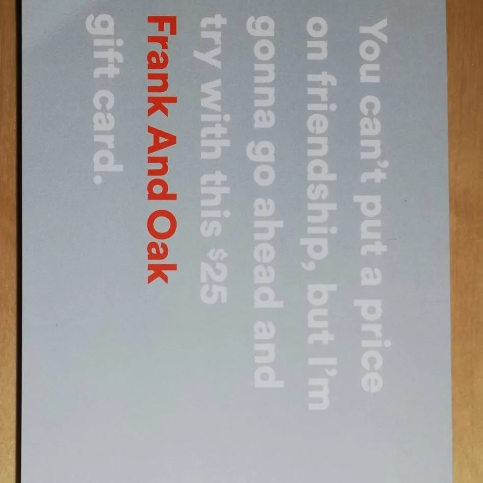Repost - Frank And Oak Giftcard photo 1