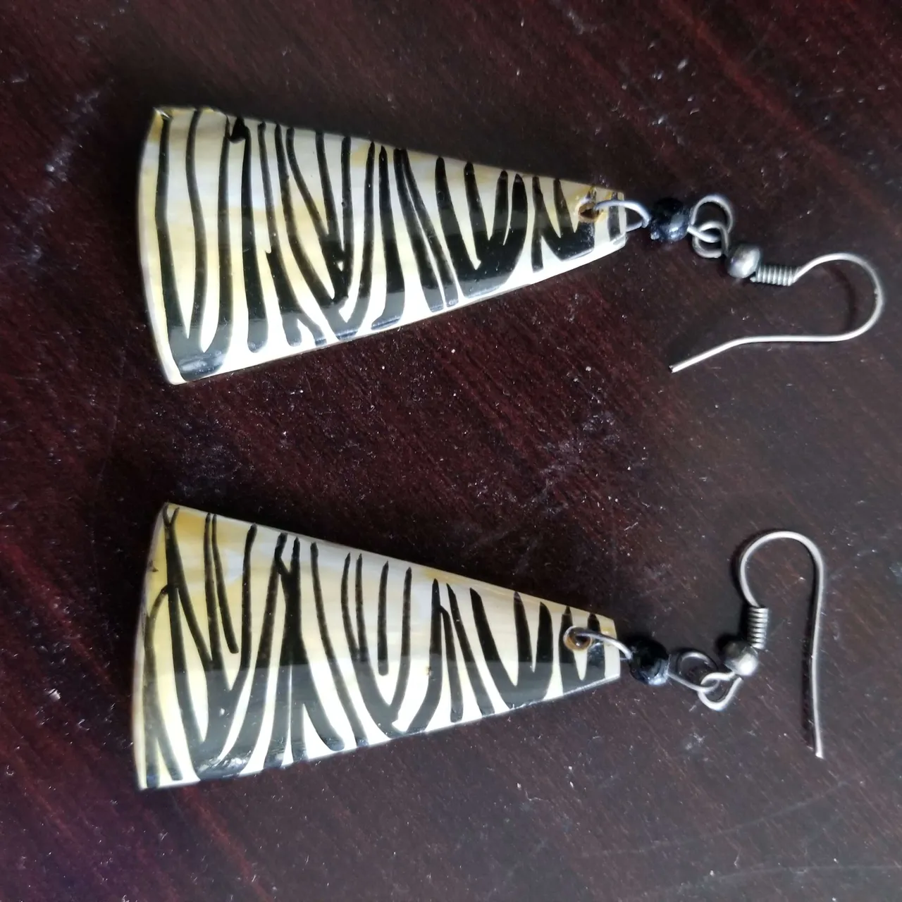 Black and white Zebra style earrings photo 1