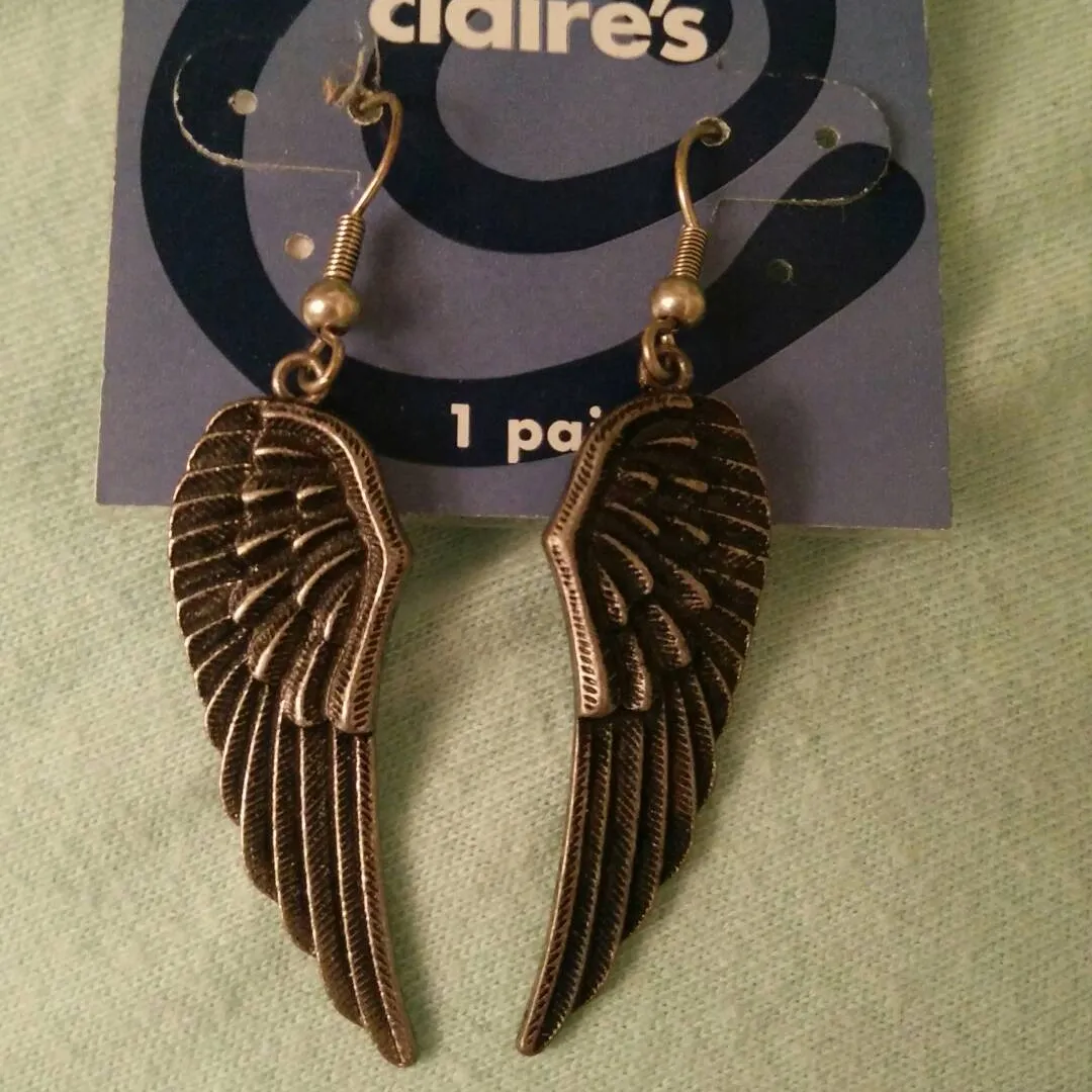 Claire's Silver Angel Wing Earrings photo 1