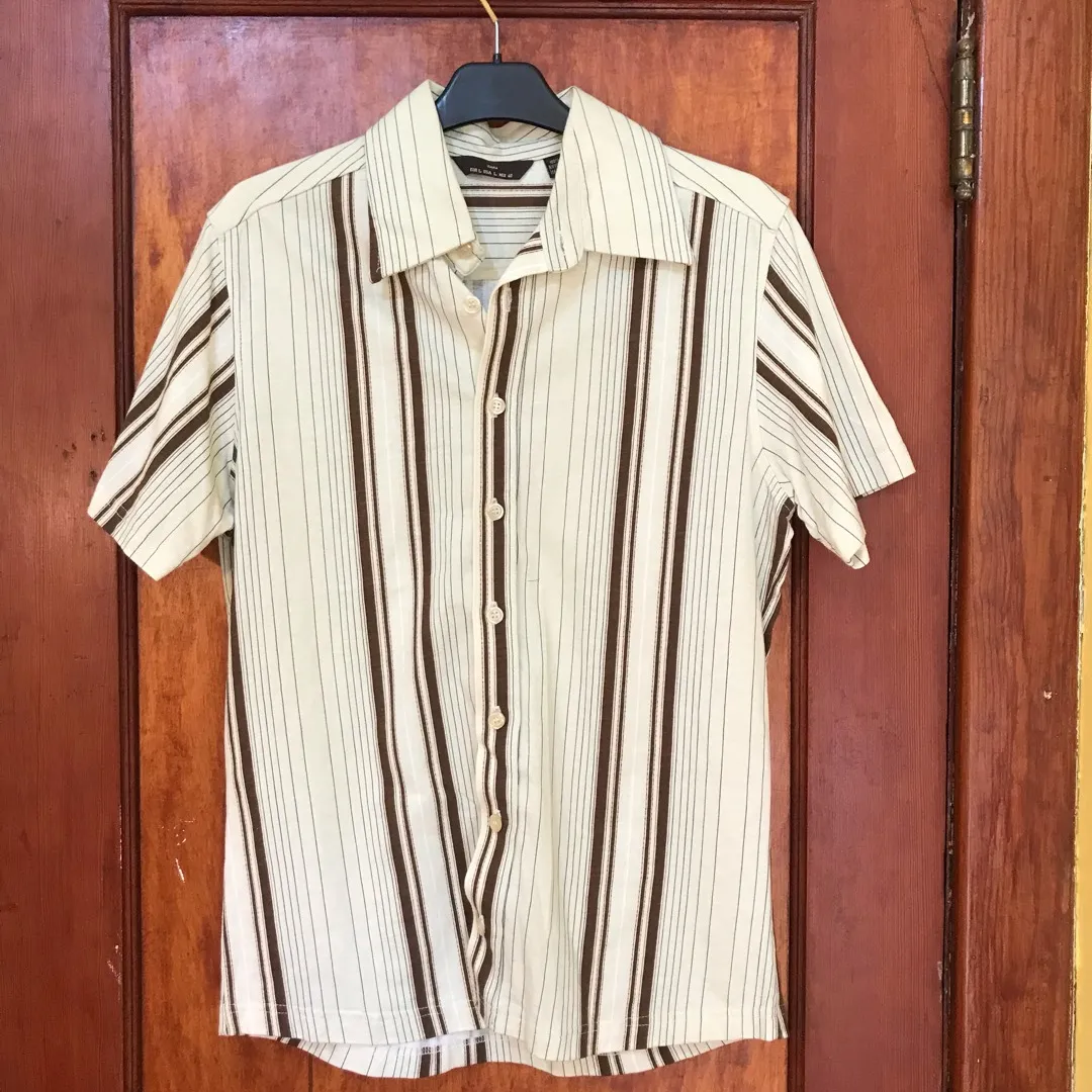 Zara Men’s Cotton Short Sleeved Striped Shirt photo 1