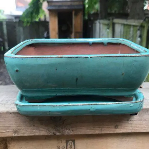 Turquoise Square Ceramic Planter photo 1