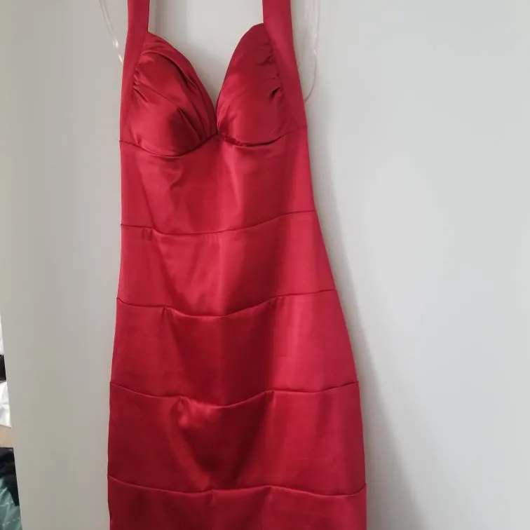 Sexy Red Satin Dress photo 1