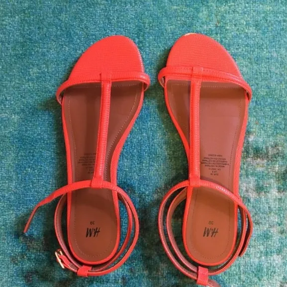 Bright Orange Strappy Sandals photo 1