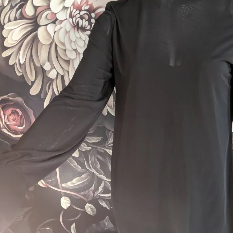 H&M COS Sheer Black Long Sleeve Dress Medium photo 4