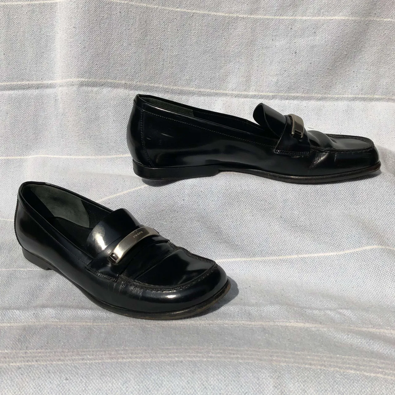 Authentic Prada Black Loafers Size 38 photo 1