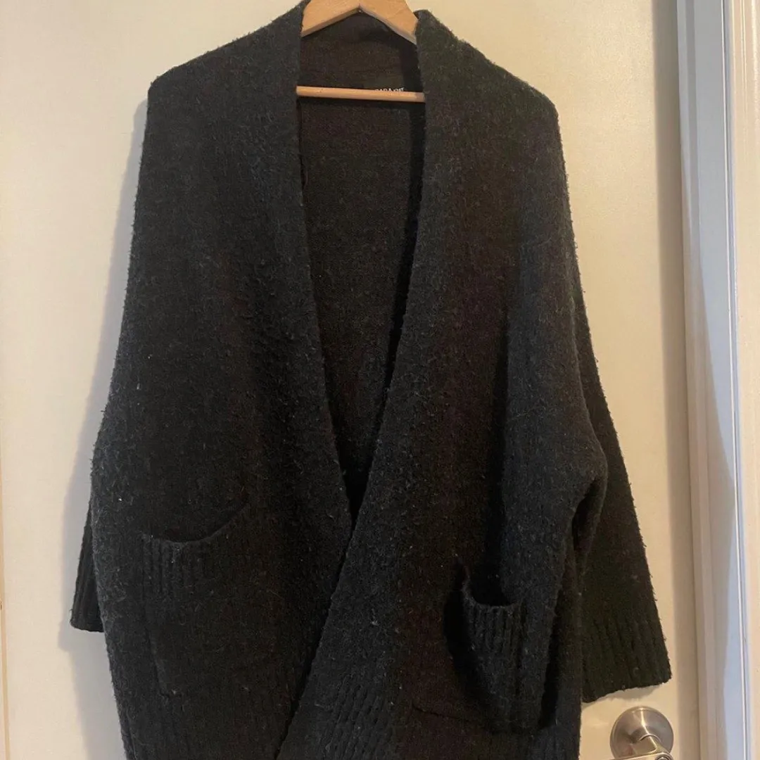 Zara Oversized Grandfather Style Sweater In Grey photo 1