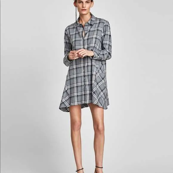 Zara checkered shirt dress photo 1