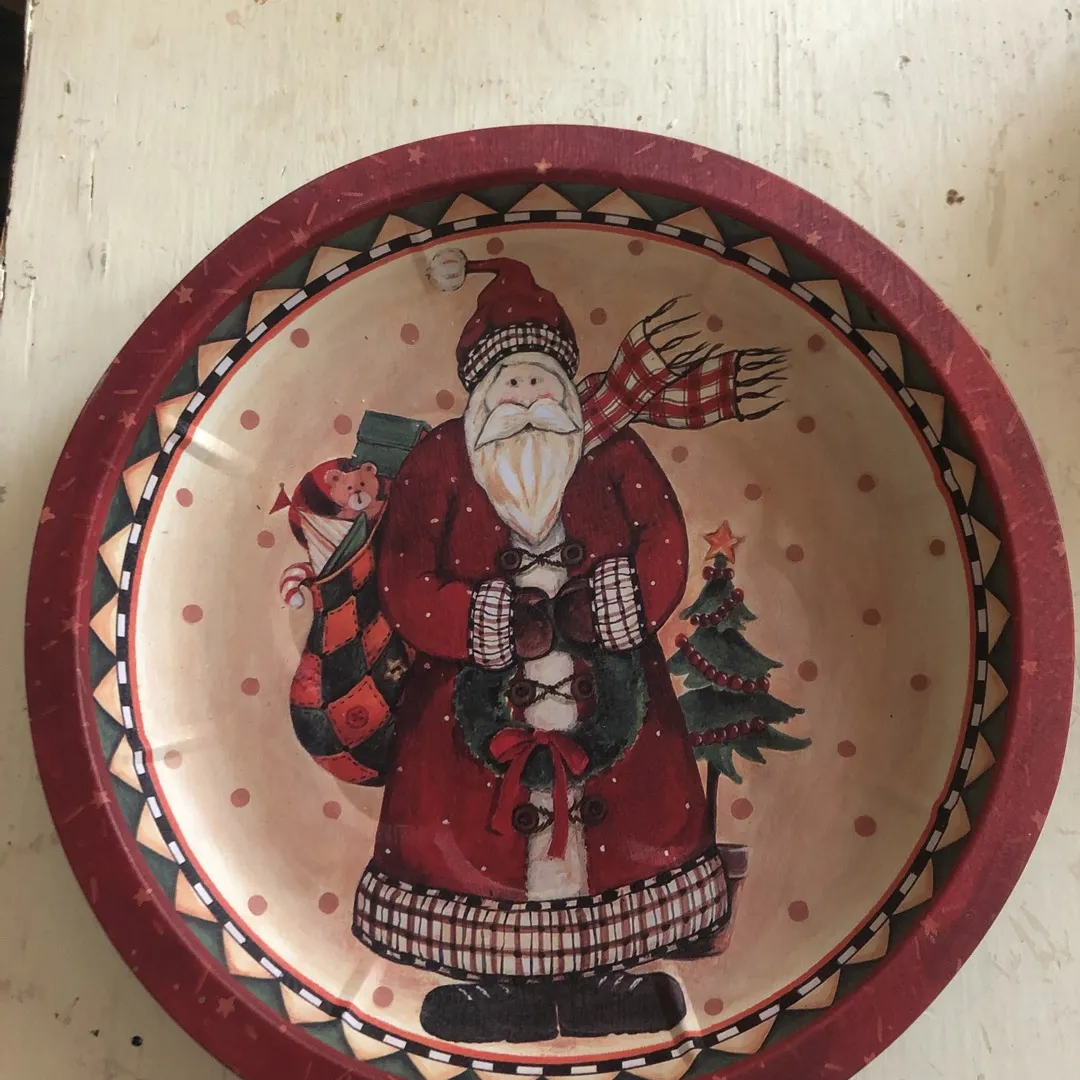 Christmas Plate And Tin photo 1