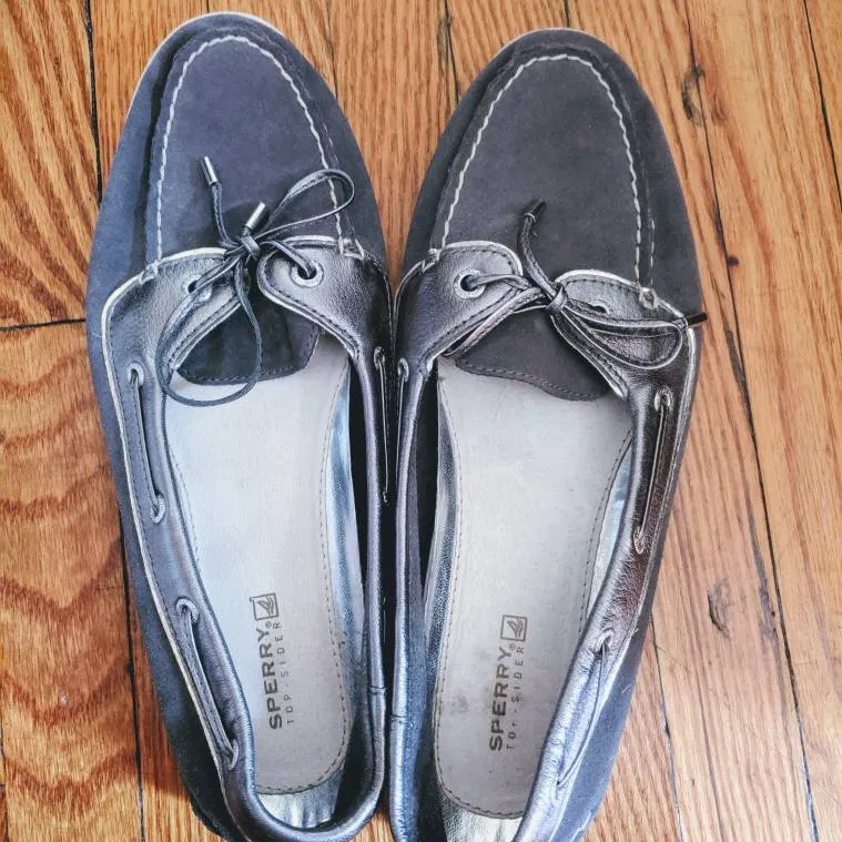 Silver Suede Sperry Shoes photo 1