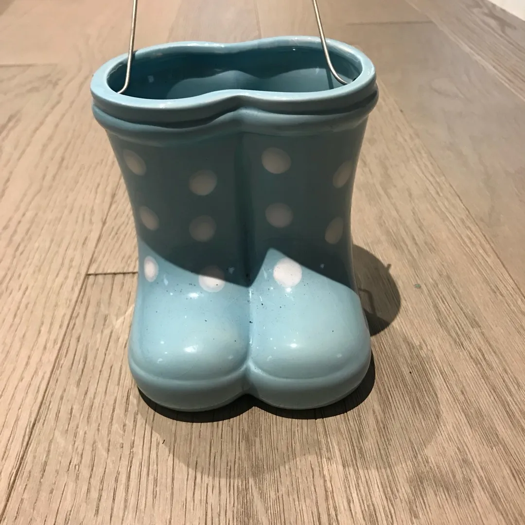 Cute Baby Blue Boot Pot Planter photo 5