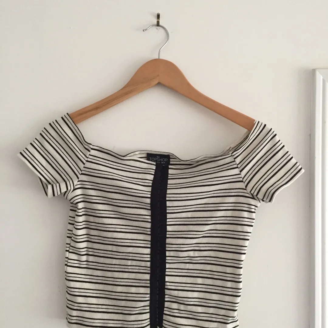 Topshop Off The Shoulder Striped Top photo 1