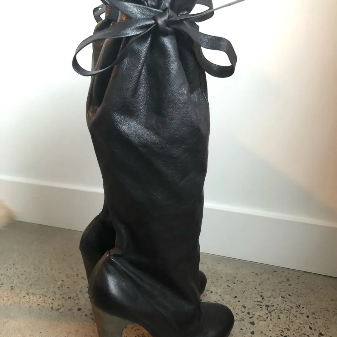 Marc by Marc Jacobs Black Leather Slouch Boots Size 6.5 photo 6