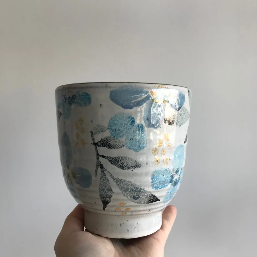 Anthropologie Hand painted Planter (5”) 🍃 photo 1