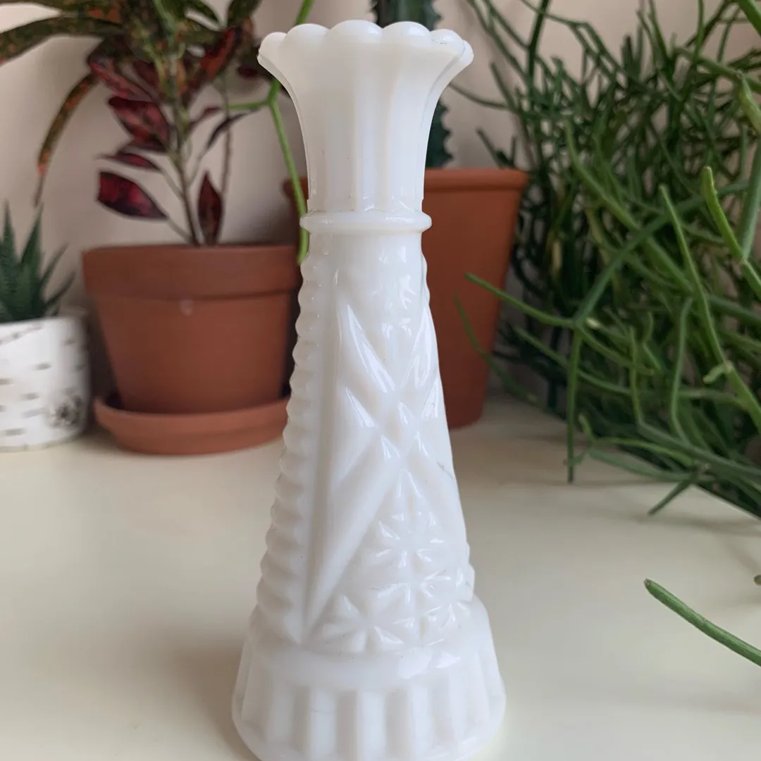 Milk Glass Bud Vase photo 1