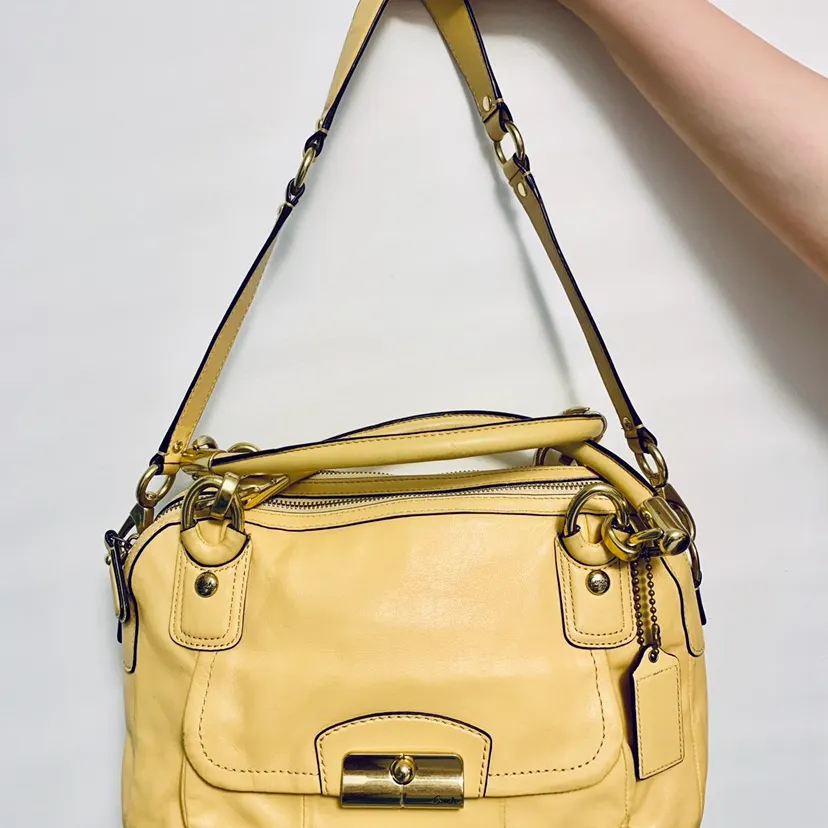 Pre-loved Soft Yellow Coach Purse- 100%  Leather photo 1
