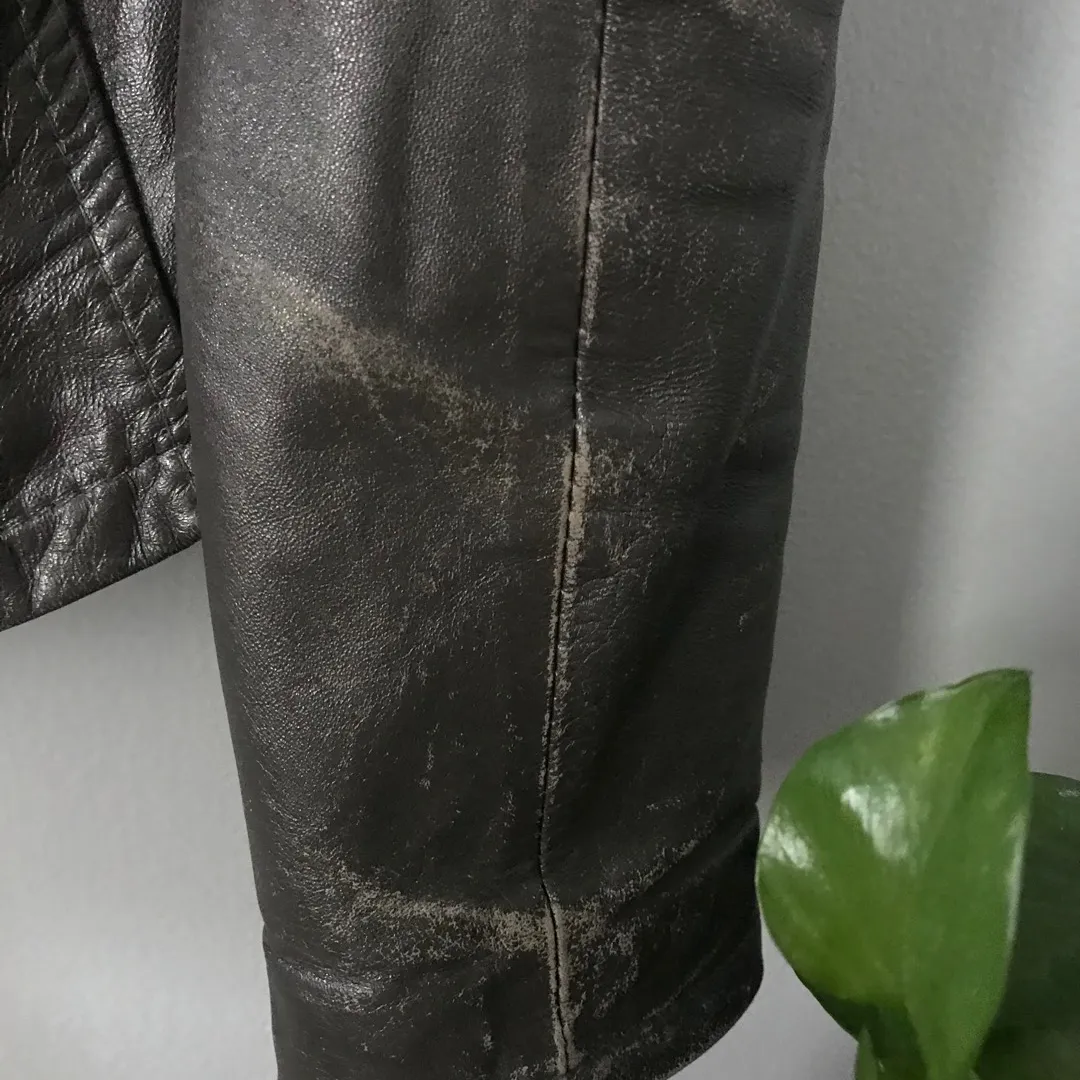 Dark Grey Leather Jacket photo 5