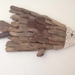 Fish wall decor made of Wood and shells photo 1