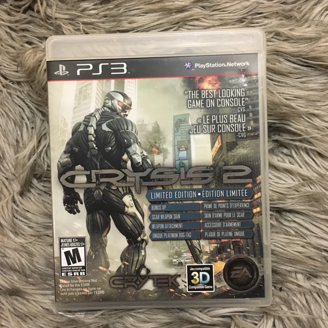 PlayStation PS3 Video Game Crysis 2 photo 1
