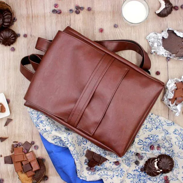 🎁 Vegan Leather Backpack, chocolate-brown, handmade photo 5