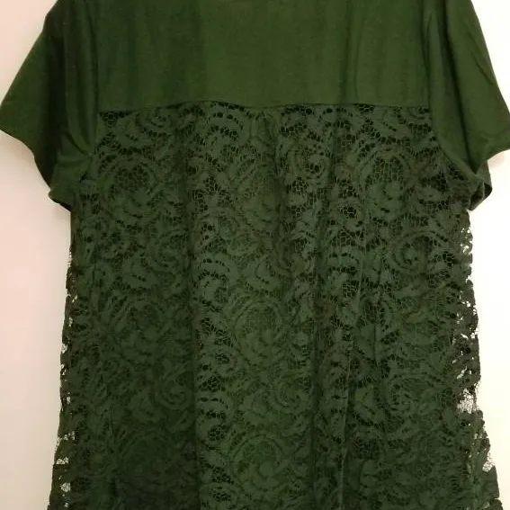 Forest Green T-Shirt with Back Lace Detail photo 3