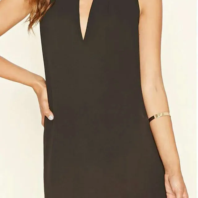 Black Shift Dress With Neck Detail photo 1