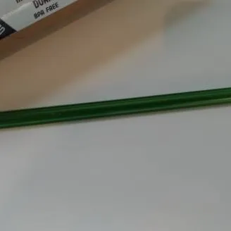 4 Green Glass Straws photo 1