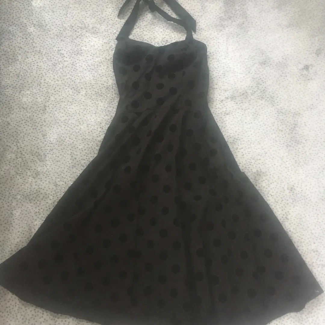 50s style halter dress W/ Velvet Polka Dots photo 1