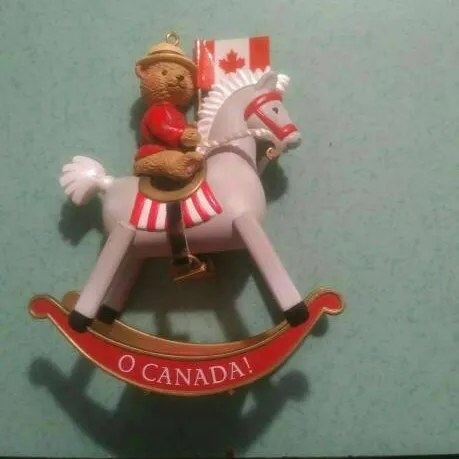 Canadian Mountie Bear Rocking Chair Heirloom Ornament photo 1