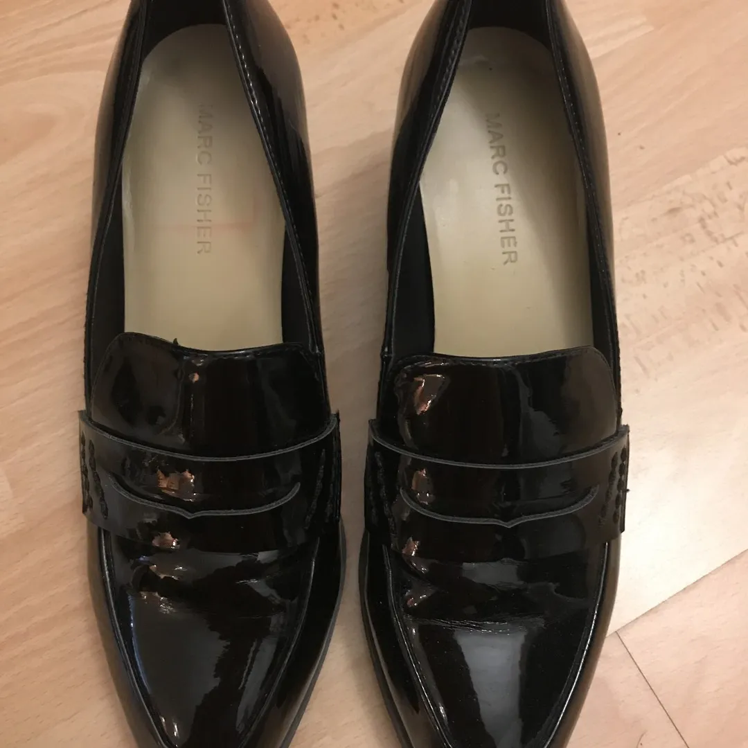 Black Patent Loafer Heels photo 1