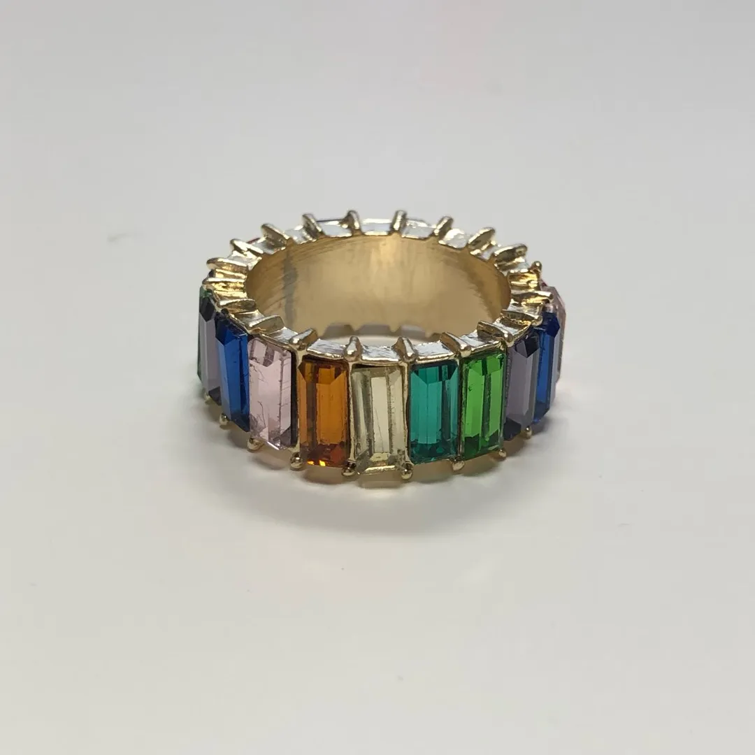 Gold Plated Ring With Rainbow Stones photo 1