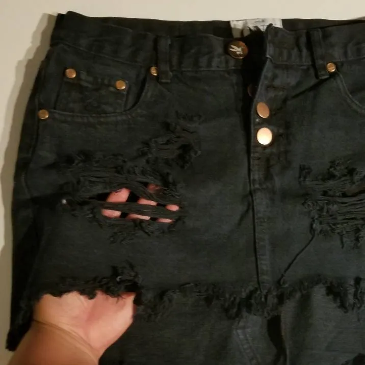 Black Jean Skirt Size 26 photo 5