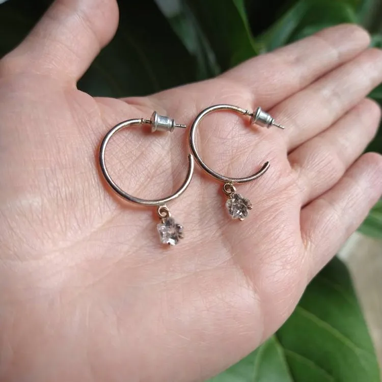 Dainty Hoops With Dangly Crystal Earrings photo 4