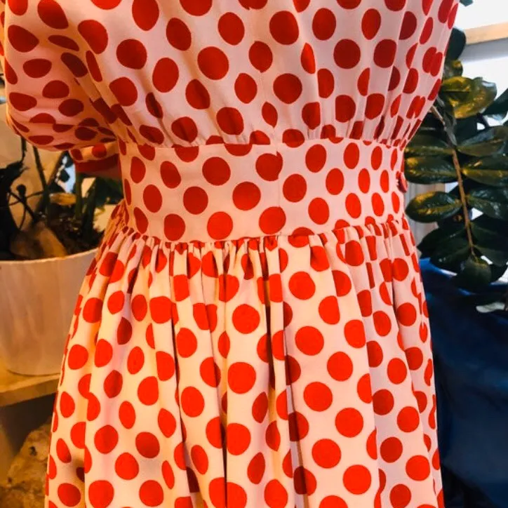 Carrascal couture Paris 1950s red and white polka dot crepe  ... photo 5